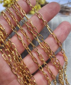 3x7 MM Ataç Altın Kaplama Takı Zinciri