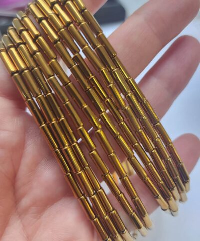 3x9 Mm Silindir Hematit Dogal Tas Gold
