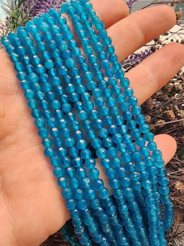 4 MM Faset Ceyt Mavi Akik Taşı