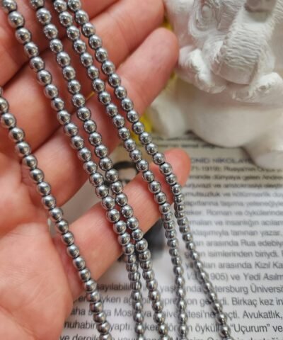 4 Mm Kure Hematit Dogal Tas Boncuk Gumus