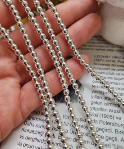 4 Mm Kure Hematit Dogal Tas Boncuk Parlak Gumus