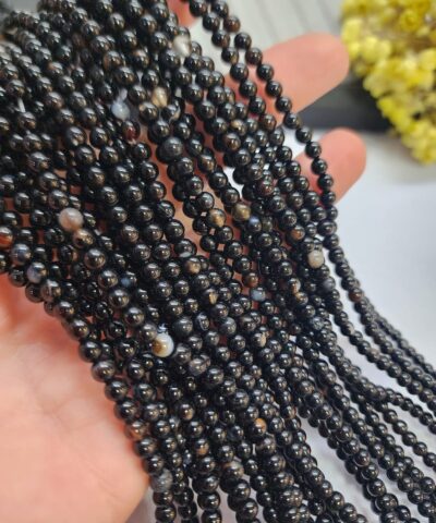 4 MM Küre Siyah Akik Taşı