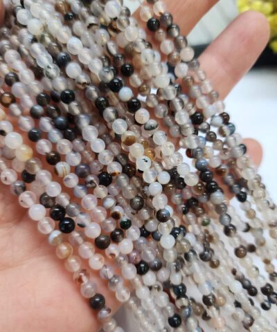 4 MM Küre Siyah Beyaz Akik Taşı