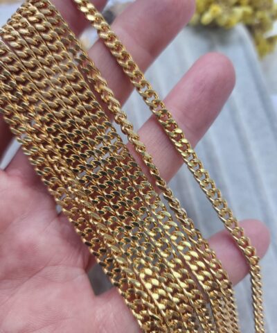 4 Mm Trasli Altin Kaplama Kuyumcu Zinciri