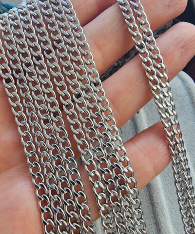 4 MM Yassı Oval Çelik Takı Zinciri