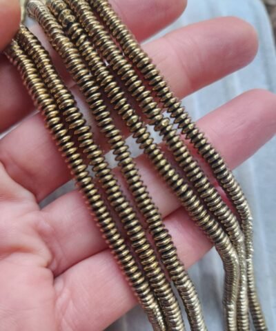 4x1 Mm Rondela Hematit Dogal Tas Soft Gold