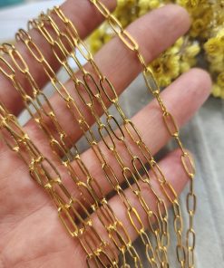 4x11 MM Yassı Ataç Altın Kaplama Takı Zinciri