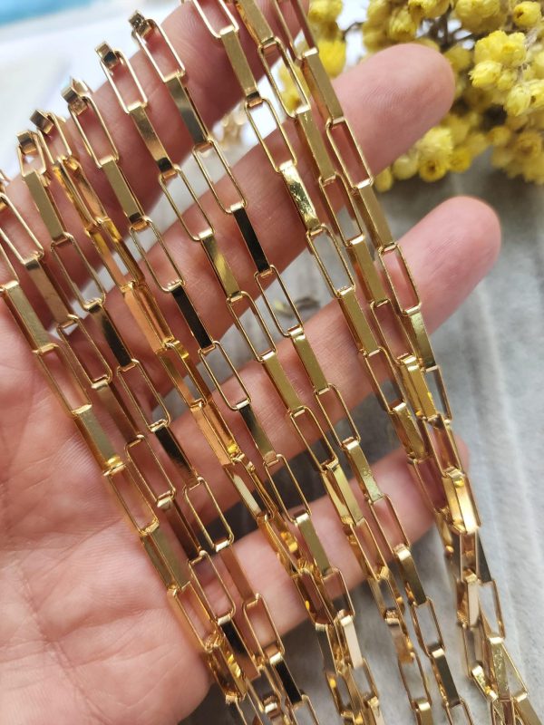 4x12 MM Dikdörtgen Altın Kaplama Takı Zinciri