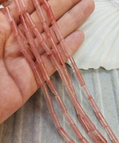 4x14 Mm Silindir Gul Kuvars Tasi