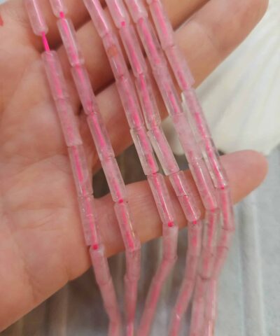 4x14 Mm Silindir Pembe Kuvars Tasi