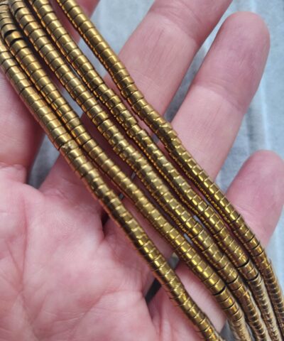 4x2 Mm Disk Hematit Dogal Tas Gold