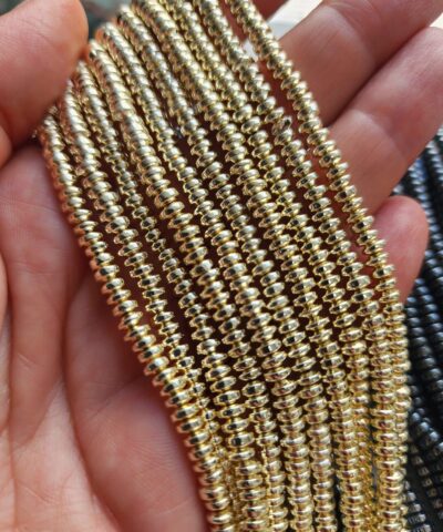 4x2 MM Rondela Hematit Taşı - Parlak Gold
