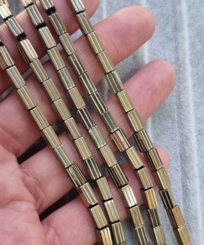 4x8 Mm Cizgili Dikdortgen Hematit Dogal Tas Soft Gold