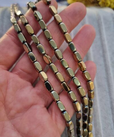 4x8 Mm Oval Dikdortgen Hematit Dogal Tas Soft Gold