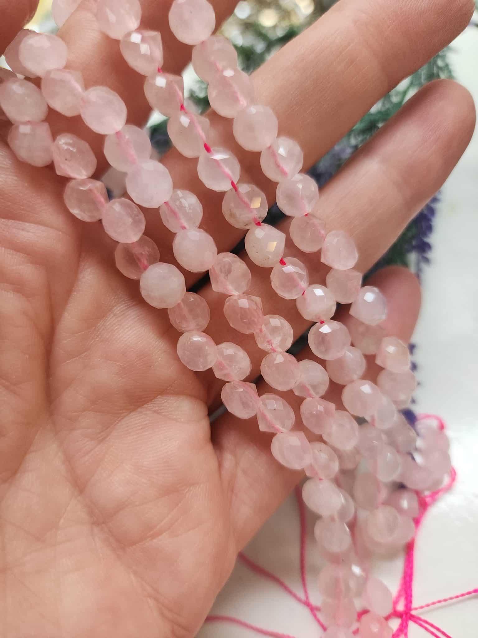 5 Mm Damla Piramit Pembe Kuvars Tasi