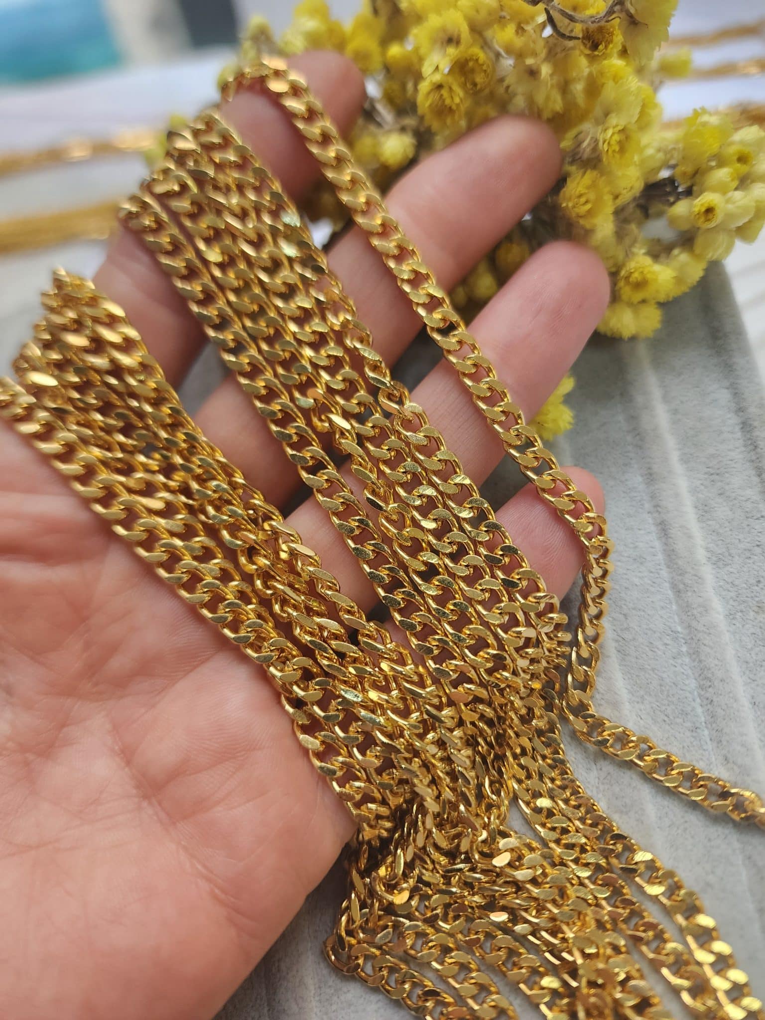 5 Mm Trasli Altin Kaplama Kuyumcu Zinciri