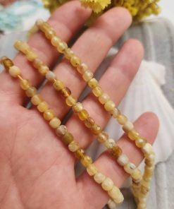 5x5 MM Küp Sarı Opal Taşı