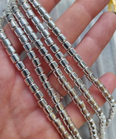 5x5 Mm Silindir Hematit Dogal Tas Parlak Gumus