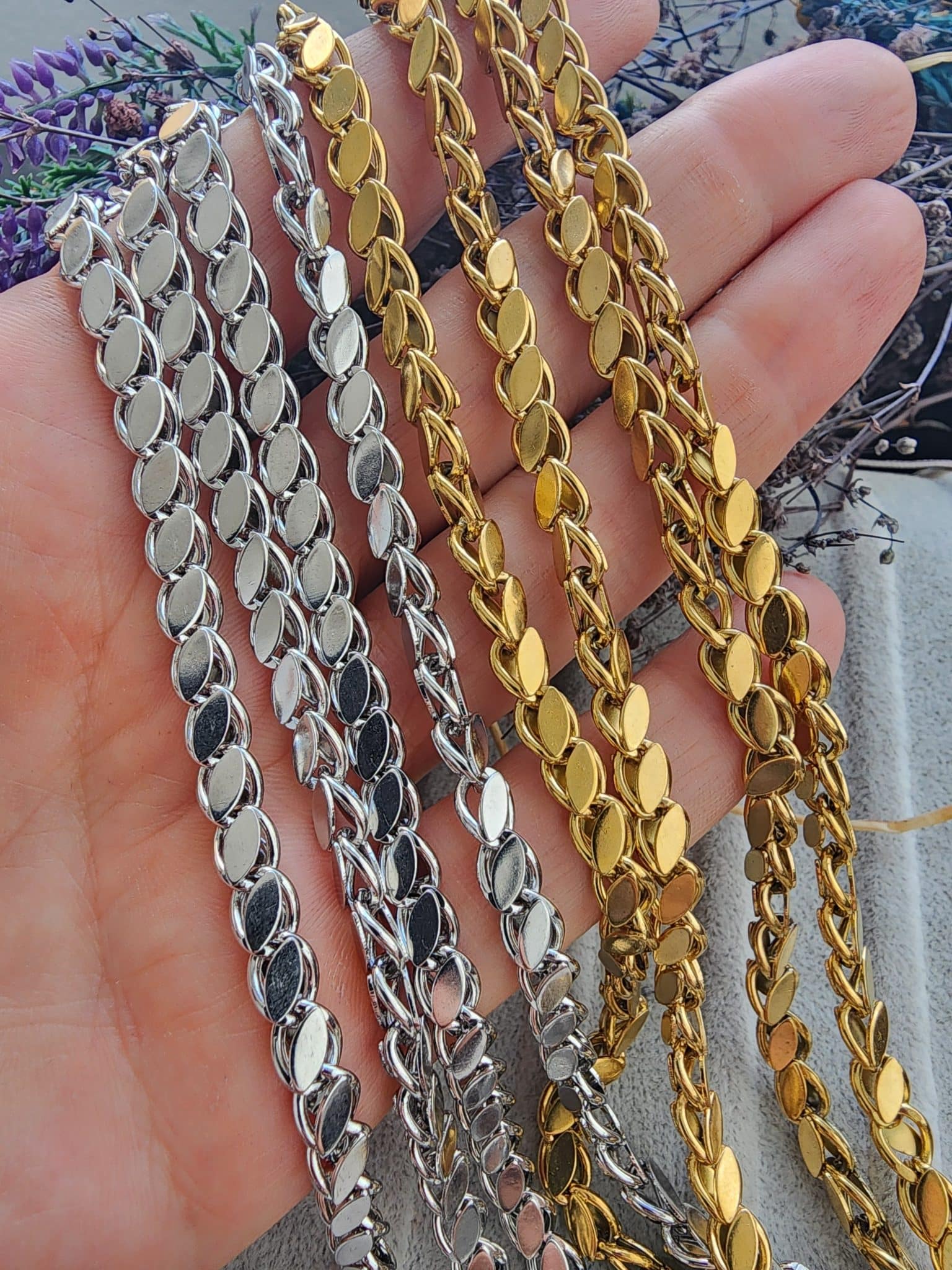 6 Kuyumcu Yaprak Çelik Takı Zinciri