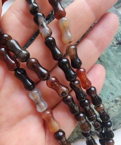 6 MM Eğik Silindir Kahve Akik Taşı