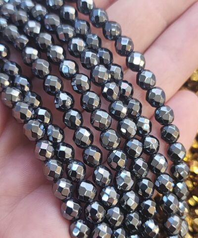 6 Mm Faset Kure Hematit Dogal Tas Fume