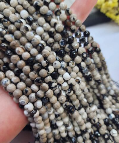 6 Mm Fasetli Kahve Gri Akik Tasi