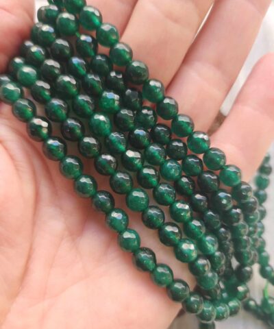 6 Mm Fasetli Koyu Yesil Akik Tasi