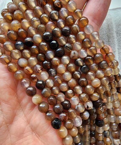 6 Mm Fasetli Sutlu Kahve Akik Tasi