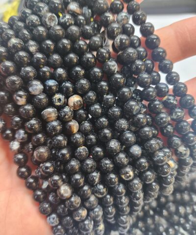 6 MM Küre Benekli Siyah Akik Taşı