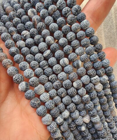 6 Mm Kure Mat Damarli Siyah Akik Tasi