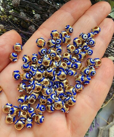 6 MM Lacivert Mineli Nazar Gözlü Top Takı Aparatı