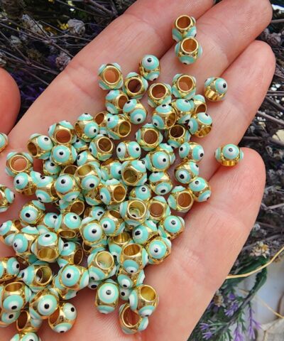 6 MM Yeşil Mineli Nazar Gözlü Top Takı Aparatı