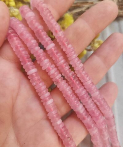 6 Mm Pembe Kuvars Rondela Dogal Tas