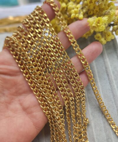 6 Mm Trasli Altin Kaplama Kuyumcu Zinciri