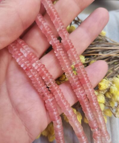 6x1 MM Gül Kuvars Rondela Doğal Taş