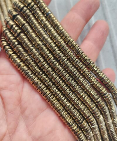 6x1 Mm Sekilsiz Disk Hematit Dogal Tas Soft Gold