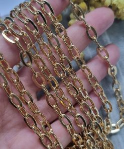 6x11 MM Yassı Altın Kaplama Ataç Takı Zinciri