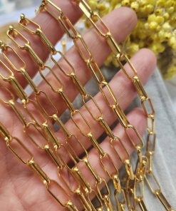 6x15 MM Oval Ataç Altın Kaplama Takı Zinciri