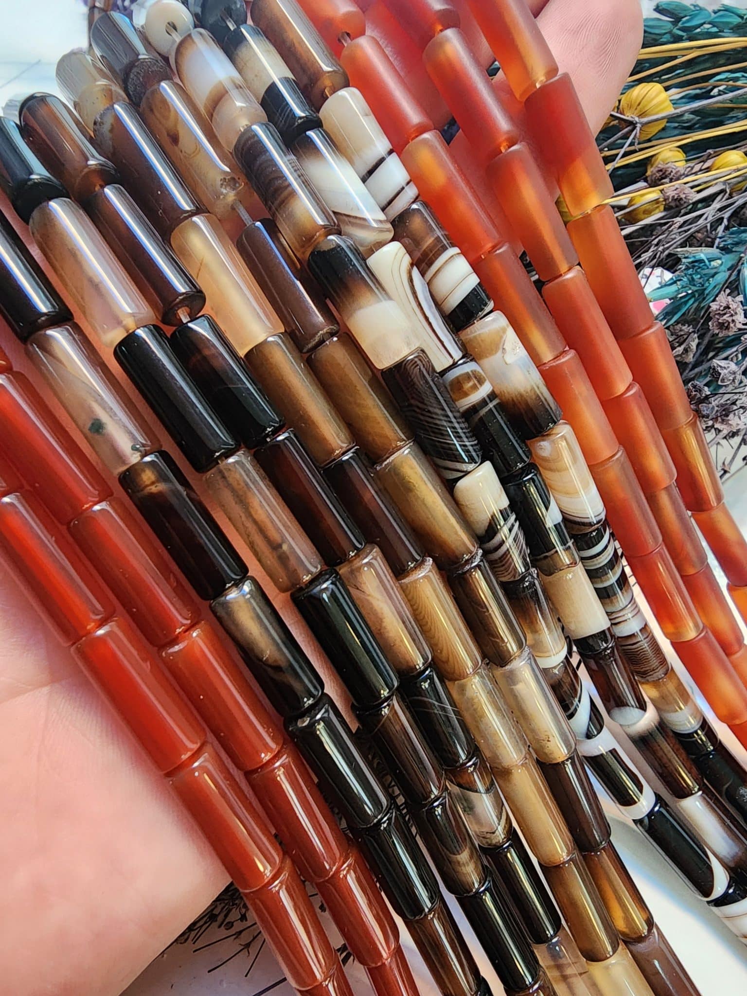 6x16 MM Silindir Kesme Akik Doğal Taş