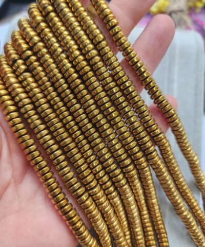 6x2 Mm Rondela Hematit Dogal Tas Gold