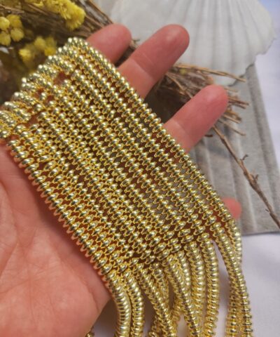 6x2 Mm Rondela Hematit Dogal Tas Parlak Gold