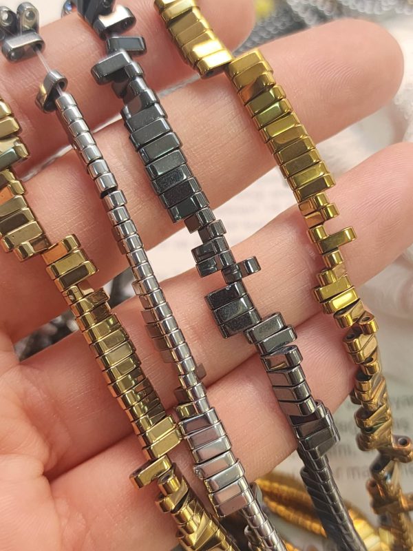6x2 Mm Tila Cift Delikli Hematit Dogal Tas 2