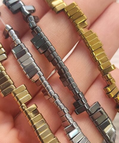 6x2 Mm Tila Cift Delikli Hematit Dogal Tas