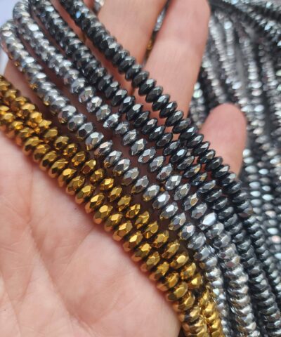 6x3 Mm Rondela Fasetli Hematit Dogal Tas