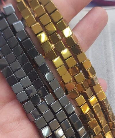 6x6 MM Küp Hematit Doğal Taş Boncuk
