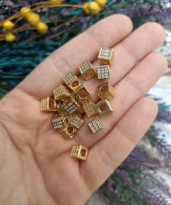 6x6 MM Küp Zirkon Taşlı Çelik Ara Malzeme