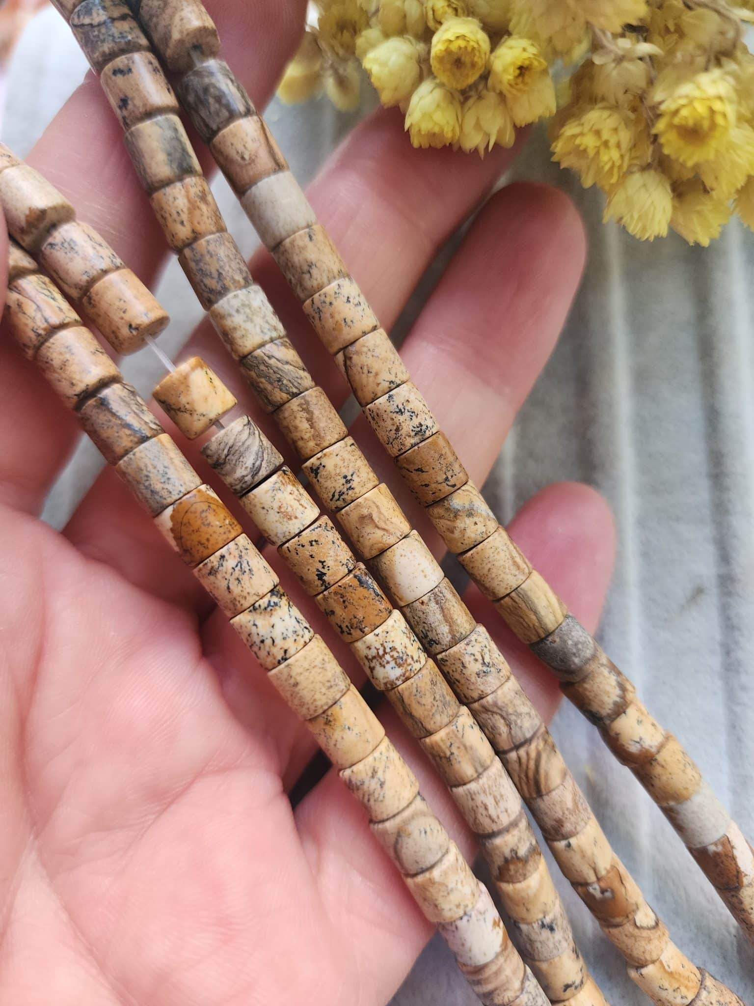 6x6 Mm Silindir Agac Jasper Tasi