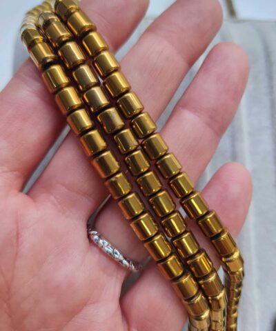 6x6 Mm Silindir Hematit Dogal Tas Boncuk Gold