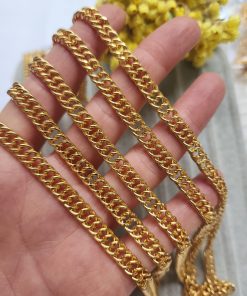 7 MM İç İçe Halka Altın Kaplama Takı Zinciri