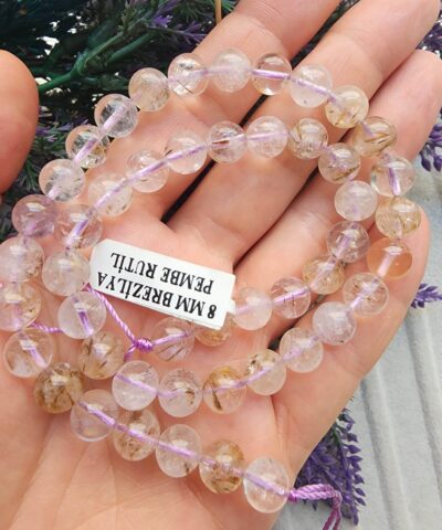 8 MM Brezilya Lila Rutil Kuvars Doğal Taş Dizi